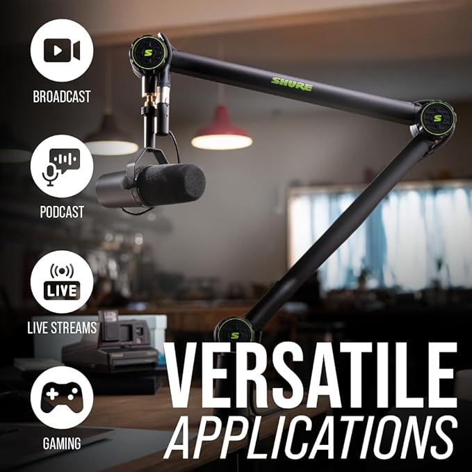 Shure by Gator Deluxe Articulating Desktop Podcasting Mic Boom Arm with Cable Management Channel; (SH-BROADCAST1)