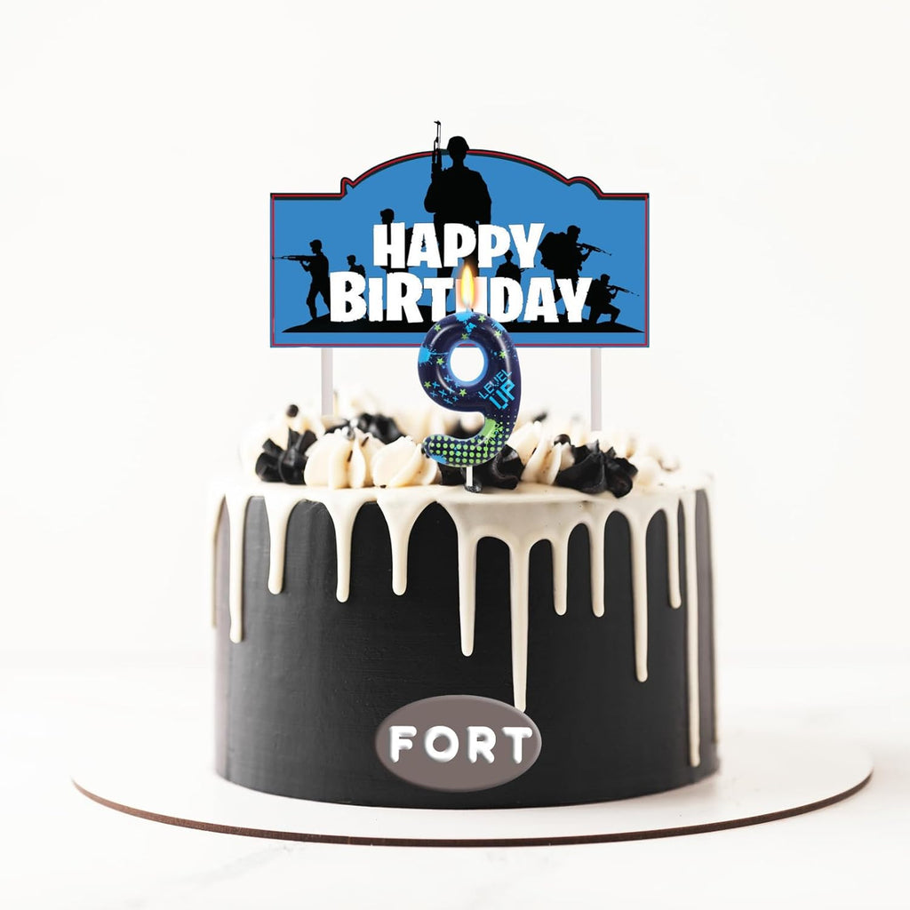 STG Birthday Candles for Boys - Number 9 Candle for Video Game Birthday Cake Topper, Fort Battle Level Up Game Themed Birthday Party Supplies (Number 9)