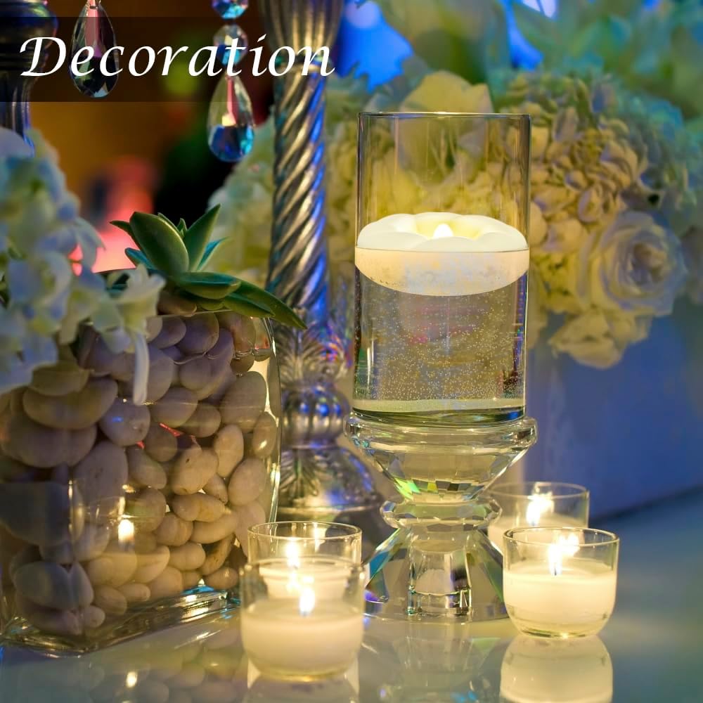 3”White Flameless Led Floating Candles, Plastic Battery Operated Flickering Waterproof Tealights Long Lasting 200H+ for Cylinder Vases, Centerpieces at Wedding, Party, Pool, Holiday (6pack)