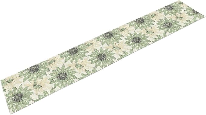 Chrysanthemum Vintage Floral Table Runner, Elegant Yellow Sunflower Spring Summer Elegant Pattern Artichokes Flower Table Runner for Party Kitchen Dining Living Room Decor, 13x120 Inch