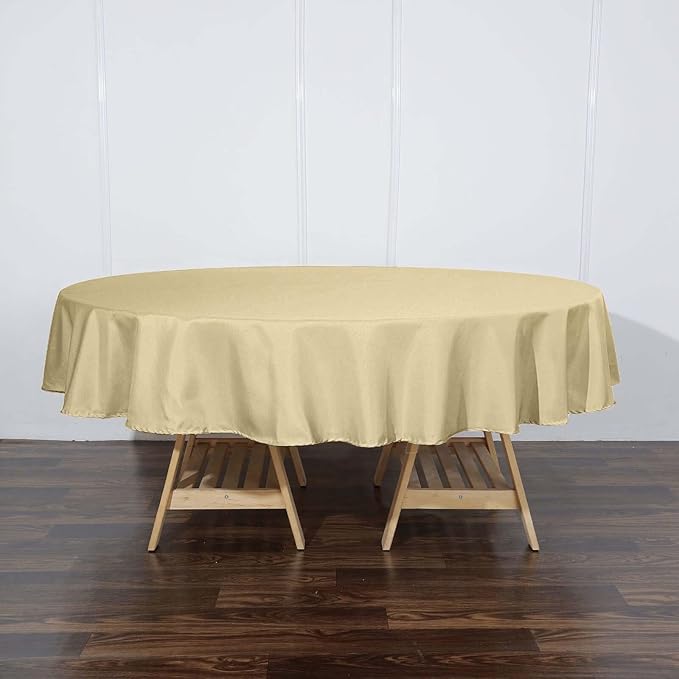 Efavormart Round Tablecloth, 90 Inch Stain & Wrinkle Resistant Washable Table Cloth, Decorative Polyester Fabric Table Cover for Banquet, Wedding, Dining- Champagne