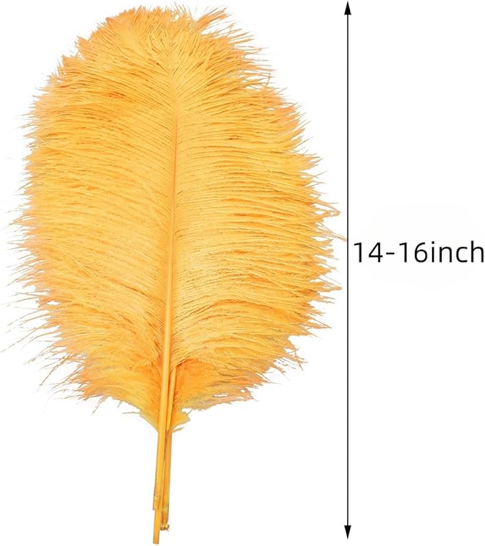Ballinger Gold Large Ostrich Feathers - 12Pcs 14-16inch Large Feathers for Vase,Wedding Party Centerpieces and Christmas Home Decor