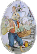 Vintage Easter Egg Tin Box (Style B), Metal Rabbit Easter Egg Containers for Candy & Treats, Reusable Decorative Gift Tin