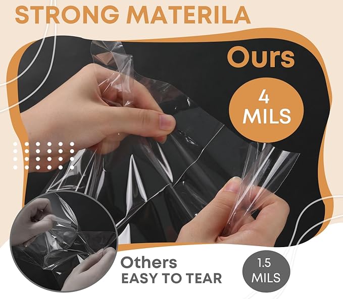 SUREHOME Cellophane Bags, 100 Pack Clear Gift Bag Cellophane Treat Bags with Ties 6x10 Inch Plastic Small Cello Candy Bag for Party Favors Easter Goodie Graduation Cookies Bakery Popcorn Wraps
