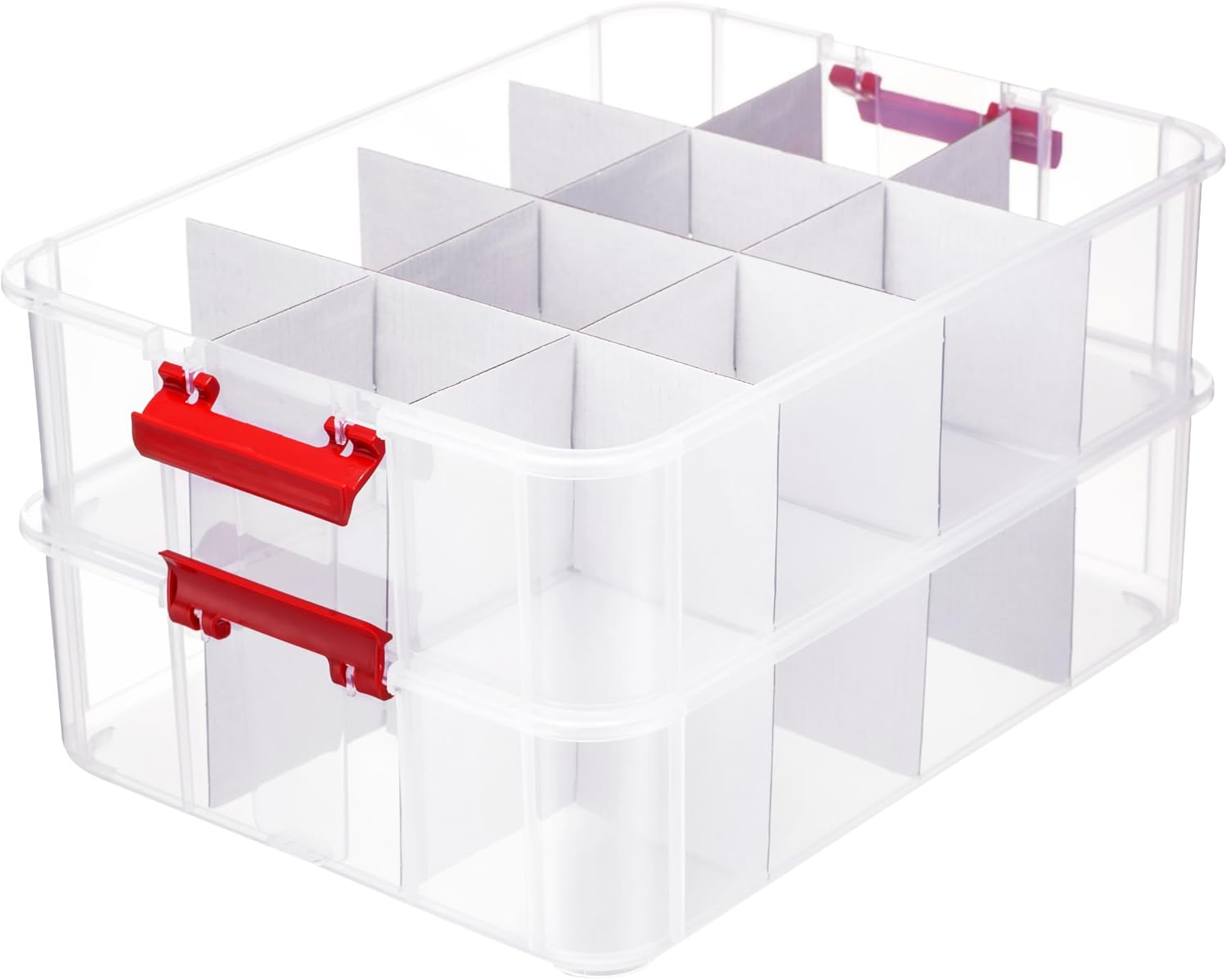 Tribello 2-Layer Christmas Ornament Storage Box Plastic - 24 Compartment Cchristmas Decoration Storage Box