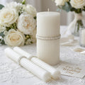 Unity Candle Set - Wedding Ceremony & Reception – 6” Pillar & Two 10” Taper Candles – Long Burning Unity Candles for Marriage Ritual & Home Decor– Handmade in USA – King|White