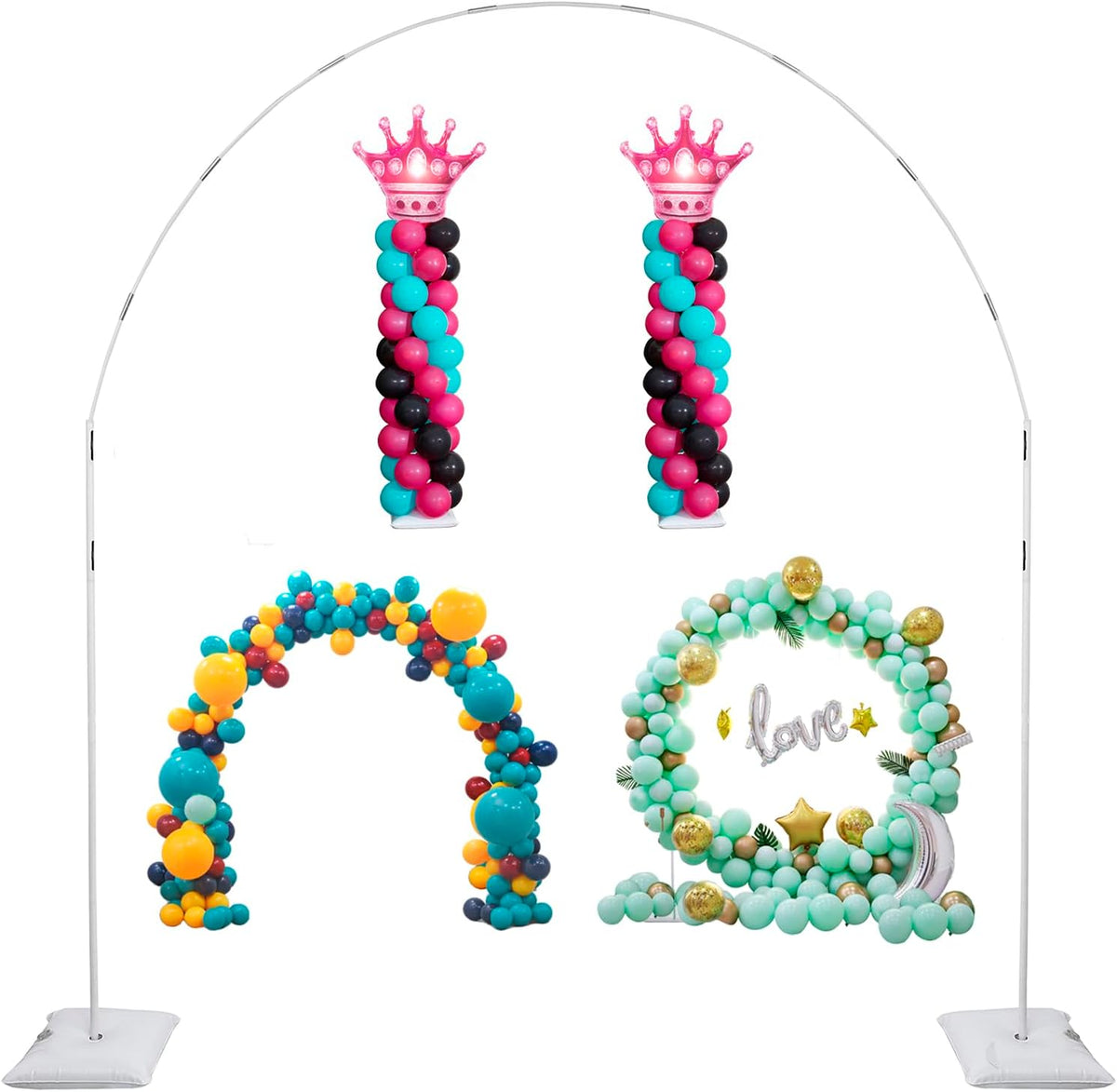 decojoy balloon arch stand, 7.5ft large round backdrop, main product view