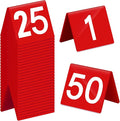 Tuanse Table Numbers 1-50 Acrylic Double Side Numbered Table Tents Restaurant Wedding Number Cards Signs for Banquets Party Wedding Reception(Red)