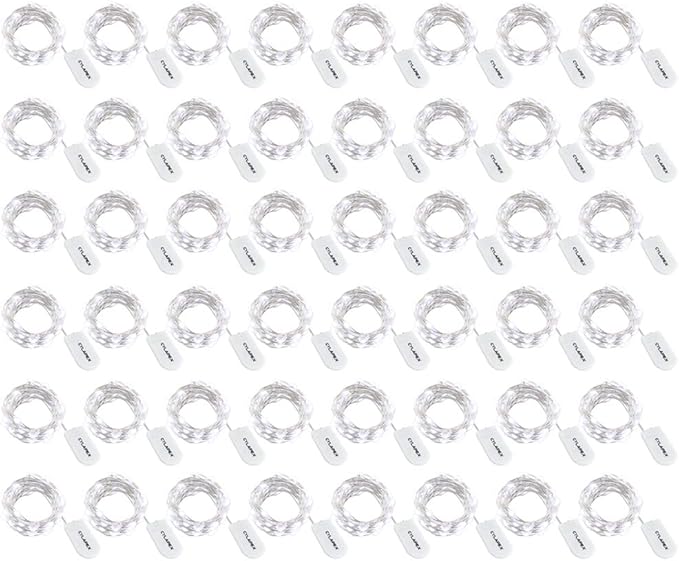 CYLAPEX Pack of 48 Cool White Fairy Lights String Battery Operated Fairy Lights, 3.3ft 20 LEDs Firefly Lights Silver Coated Copper Wire Lights for DIY Decor Christmas Decoration Costume