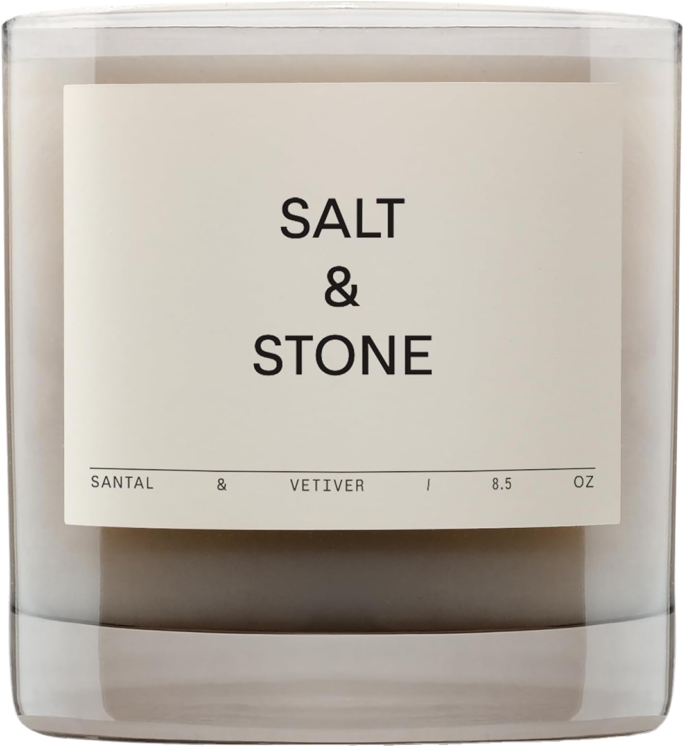 Salt & Stone Scented Candle for Women & Men | Coconut & Soy Blend Wax | Hand-Poured, Aromatic & Fragrant | 100% Cotton Wick | Long-Lasting 50 Hour Burn Time | Santal & Vetiver 8.5 oz