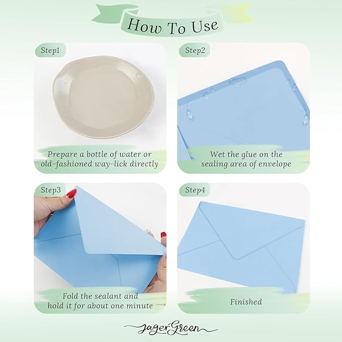 50 Pack 4x6 Envelopes Letter Size, Blue A4 Envelopes Self Seal for Wedding Invitation, Envelope 4.3x6.3 for Greeting Cards, Photos, Baby Shower, Graduation, Thank You Cards, Announcements