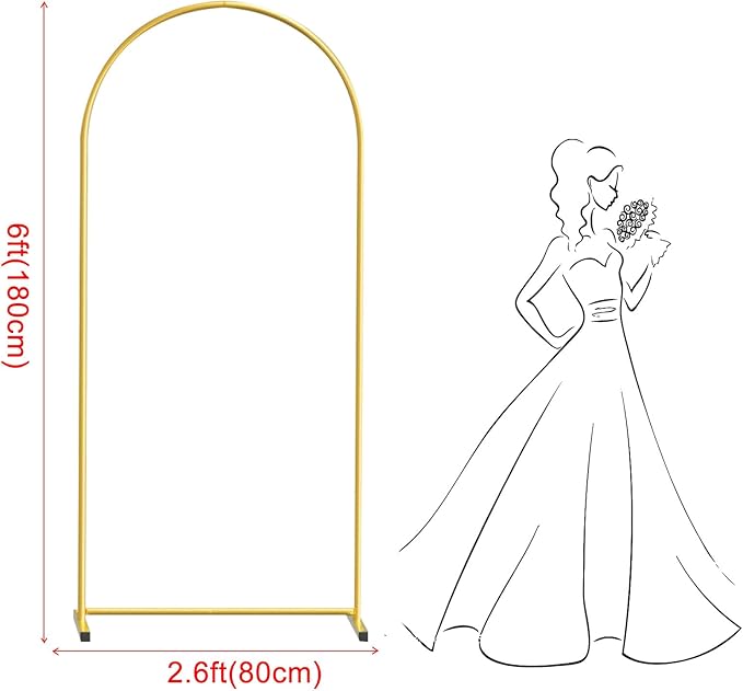 6FT Gold Metal Arch Backdrop Stand, Square Balloon Arch Stand Wedding Frame for Birthday Party, Baby Shower, and Ceremony Decoration