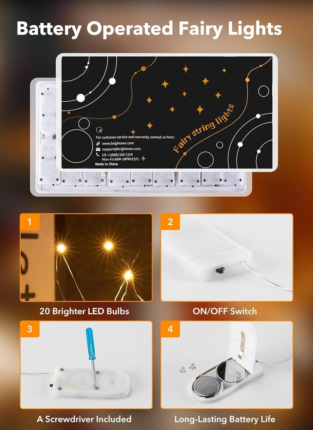 Brightown 12 Pack LED Fairy Lights Battery Operated String Lights - 7ft 20LED Waterproof Silver Wire Firefly Starry Moon Lights for DIY Crafts Wedding Table Centerpieces Party Ramadan Decorations