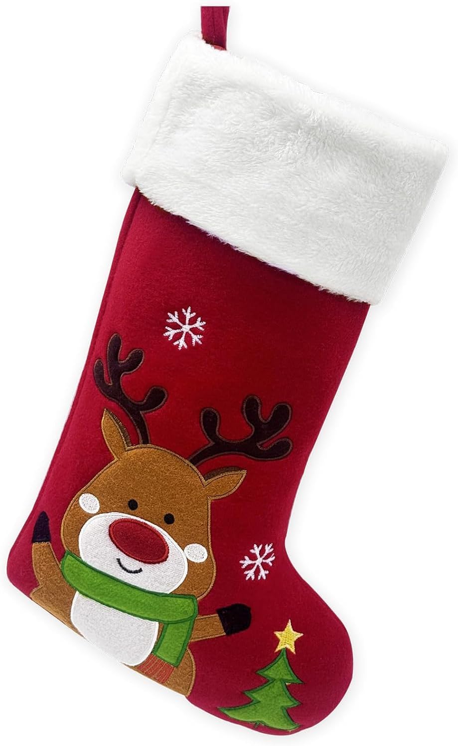 Reindeer Christmas Stockings Animal, 20" Velvet Cute 3D Deer Penguin Polar Bear Moose Xmas Stocking for Kids Girls Boys Women