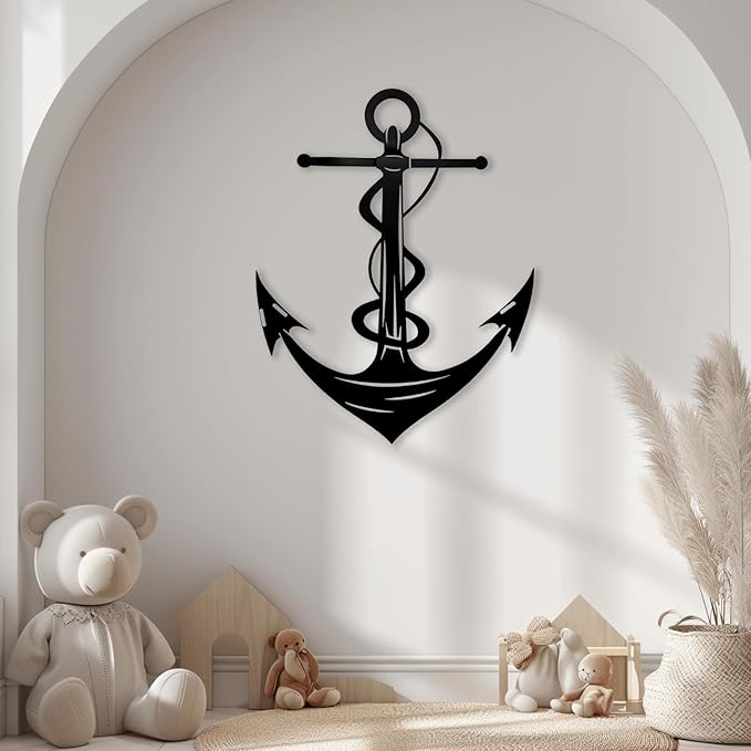 XXQ Anchor Metal Wall Decor, Anchor Metal Wall Art for Bedroom Living Room Dorm Antique Anchor Wall Decor Antique Metal Anchor Farmhouse Decor (Whhite, 39" x 59" / 100 x 150cm)