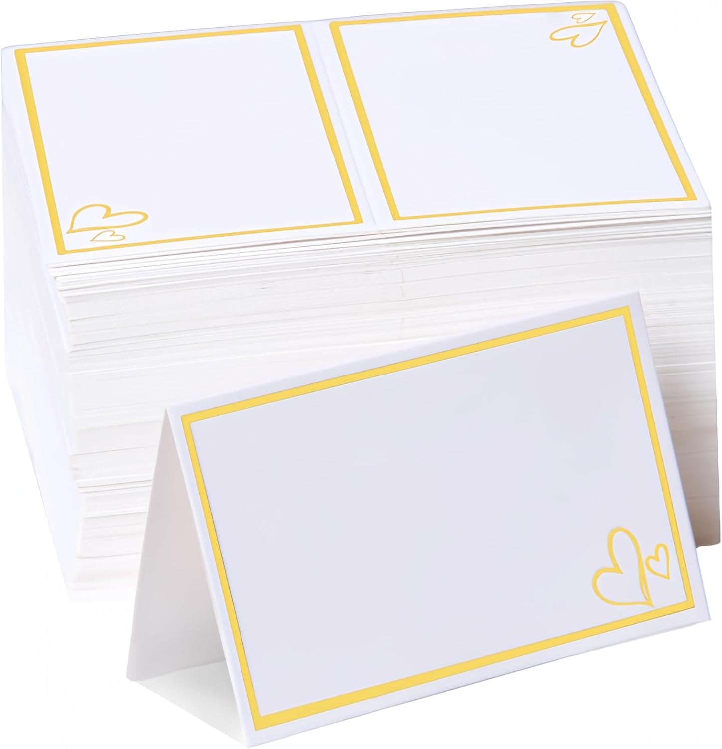 ARREBOL 100 Pcs Place Cards for Table Setting, 2" x 3.5" Elegant Name Placecards with Gold Foil Border for Wedding & Dinner Party, Printable Food Labels for Party Buffet