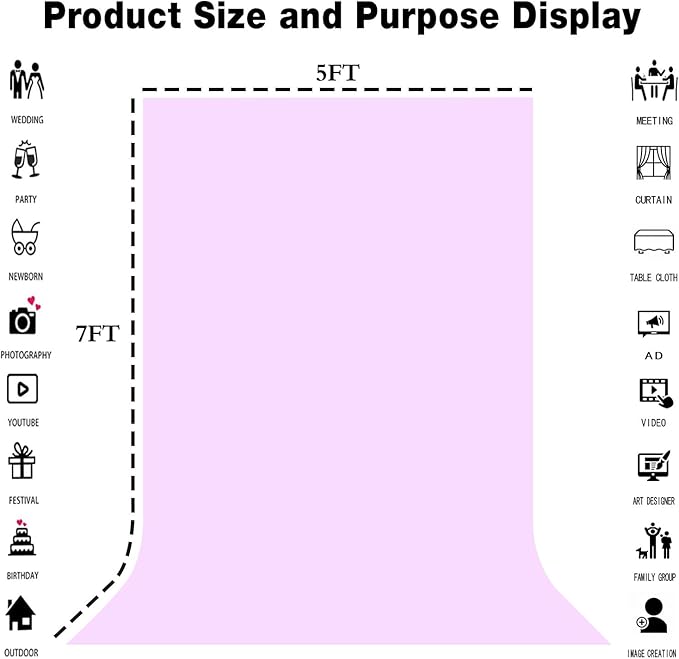 Light Purple Portrait Backdrop 8x10ft Zoom Meeting Photo Studio Shooting Props