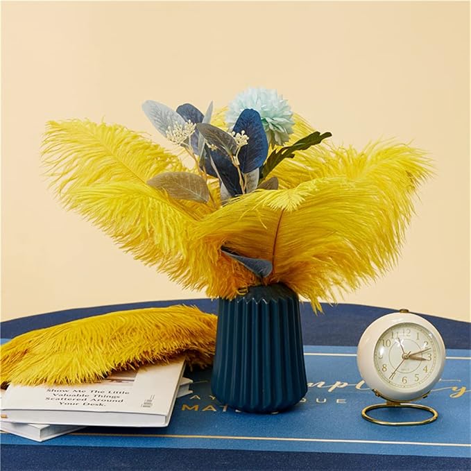NEWONG 30pcs Gold Ostrich Feathers Natural Bulk 9-12inch(23-30cm) Vase Craft Wedding Home Party Centerpieces Christmas Day Decoration