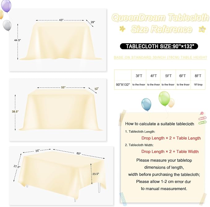 QueenDream Light Gold Sequin Decorative Party Tablecloth: Large Shimmer Dessert Table Overlay 90x132 Inch Dinner Table Drapes Cocktail Xmas Decor