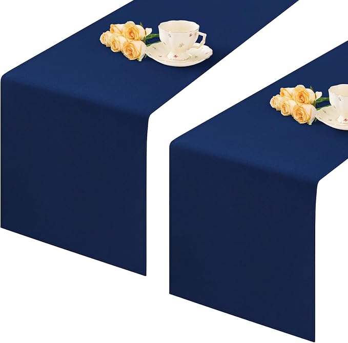 2 Pack Navy Blue Table Runner 12 x 72 Inch Solid Color Farmhouse Runners Coffee Table Dresser for Daily Party Home Decoration