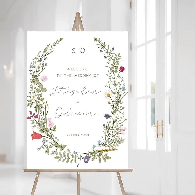 Wildflower Wedding Welcome Sign, Floral Wedding Signs