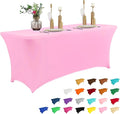 IVAPUPU 6FT Table Cloth for Rectangular Fitted Events Stretch Pink Table Covers Washable Cover Spandex Tablecloth Protector for Party, Wedding, Cocktail, Banquet, Festival