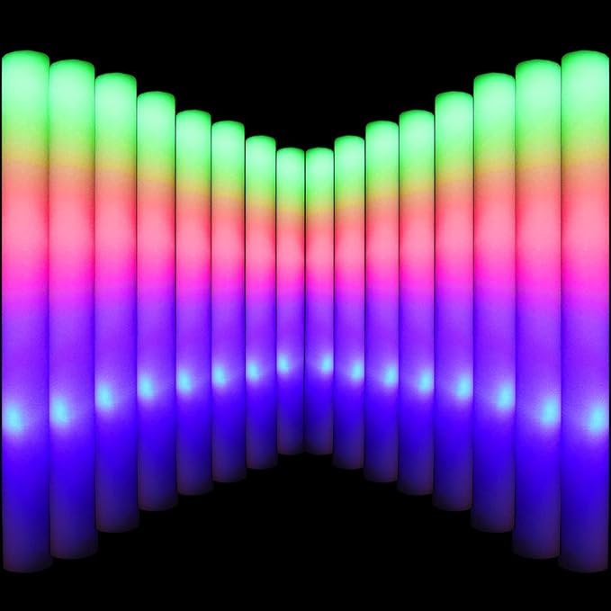 LifBetter Light Up Glow Sticks Bulk, LED Foam Sticks 112 pcs Glow in The Dark with 3 Modes Flashing Led Foam Multicolor Batons Light up Party Favors for Birthdays, Weddings, Concerts, Festivals