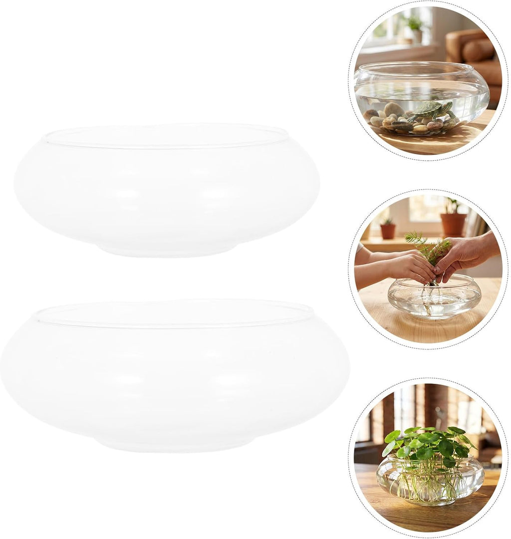 2pcs Glass Floating Candle Holders with Stable Base, Elegant Glass Bowl for Water Candles and Hydroponic Plants, Decorative Centerpiece for Shower and Ceremonies