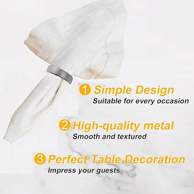 Grey Napkin Rings-10 Pcs Stainless Steel Napkin Rings,Metal Napkin Ring for Table Settings Wedding Christmas Party Dinner Table