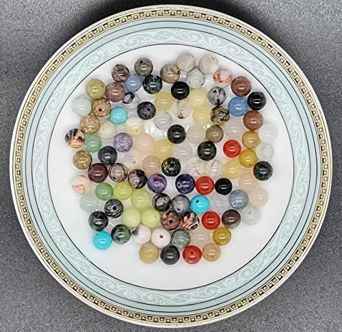 6mm natural round stone beads real gemstone beading, front angle view