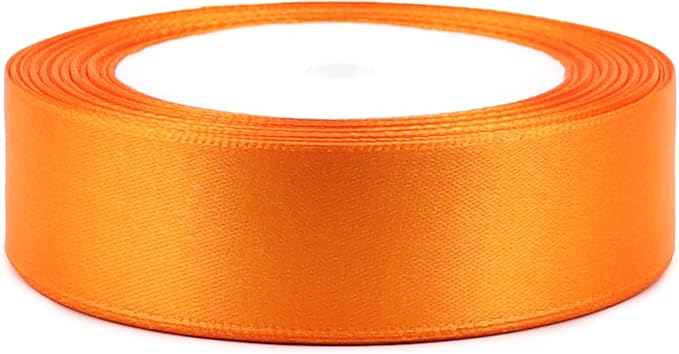 Orange Solid Satin Ribbon 1 Inch 25 Yards Solid Polyester Fabric Ribbon for Gift Wrapping Wedding Christmas Baby Shower Birthday Party Decoration Handmade Immortal Flower Craft