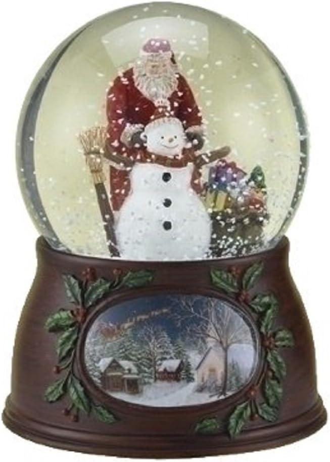 Roman Christmas Musical Revolving Santa Claus and Snowman Snow Globe Glitterdome Plays "Have Yourself A Merry Little Christmas",Multicolored,5 inch