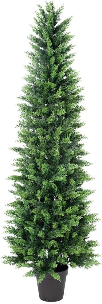 6.03ft uv resistant artificial cedar tree with full, main product view