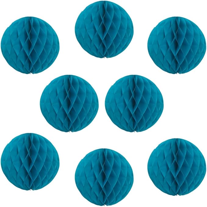 8pcs 10 inch Paper Honeycomb Balls Decorative Tissue Pom Poms Flower Art Hanging Balls for Birthday Wedding Nursery Baby Shower Home Decor (10inch, Teal)