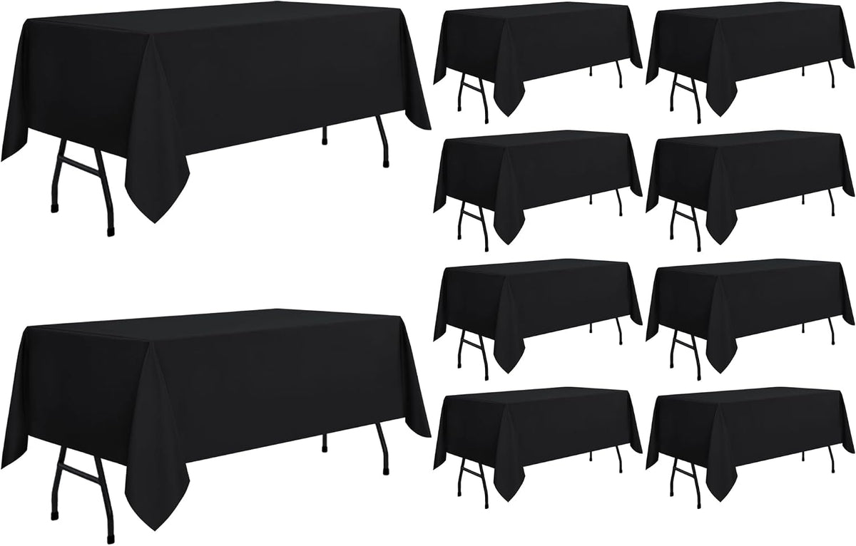 sancua 10 Pack Black Rectangle Tablecloth, 60 x 84 Inch for 4ft Tables