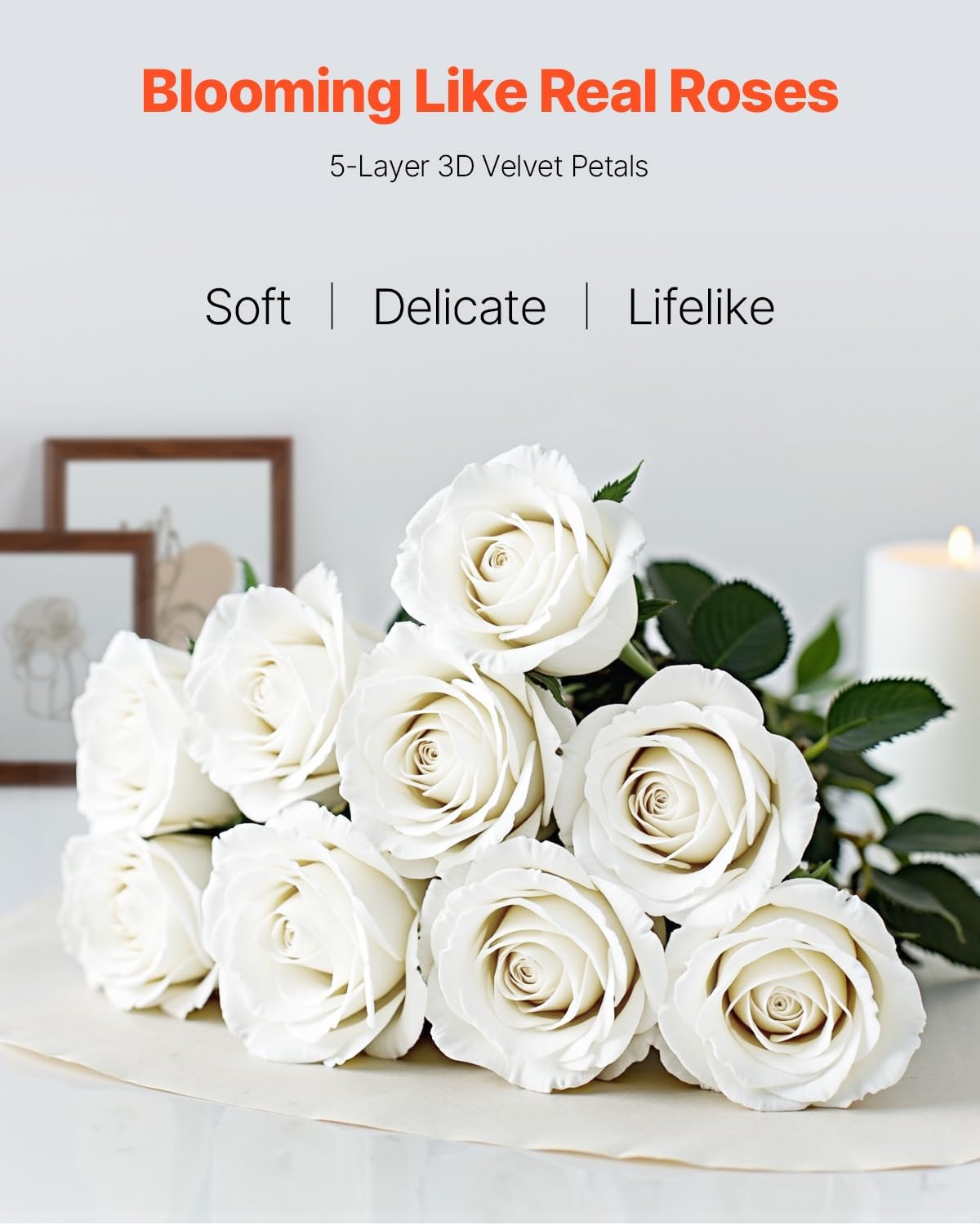 vevor artificial flowers, 120 pcs real looking white shown in use