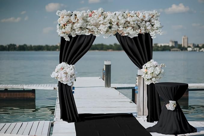 Joydeco Black Backdrop Curtains for Parties, 10x10 Wrinkle Free Black Backdrop Drapes for Birthday Party Home Party, Curtains Backdrop 5ft x 10ft 2 Panels with Rod Pockets