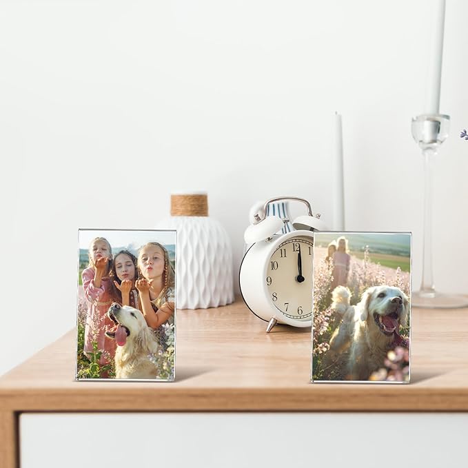 Ctosree 48 Pcs Acrylic Photo Frame L shape Slant Back Desktop Photo Frames Plastic Clear Sign Clear Acrylic Display Stand Table Top Sign for Home Office Wedding Restaurant Menu (2.5 x 3.5 Inch)