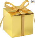 COTOPHER 60pcs Wedding Favor Boxes, Paper Gift Boxes 3x3x3 Inches Small Gift Boxes with Ribbons Small Boxes for Gifts, Crafting, Cupcake, Candy, Bridesmaid Proposal Boxes (Metallic Gold)