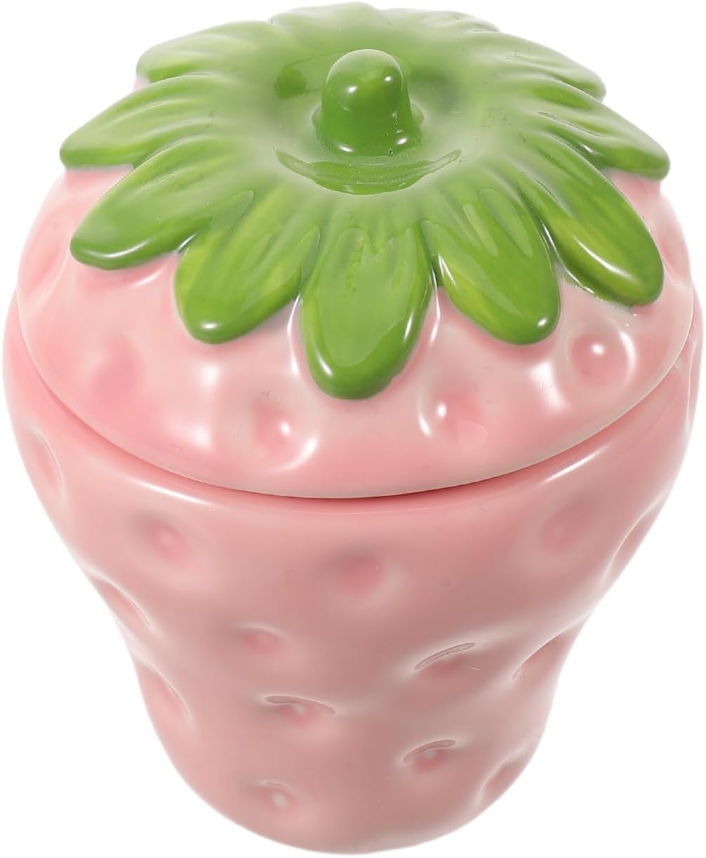 ABOOFAN Ceramic Strawberry Shaped Candle Holder for DIY Candle Making Pink Empty Scented Container Easy to Clean Fruitshaped Pot for Everyday Stylish Decoration and Table Centerpiece
