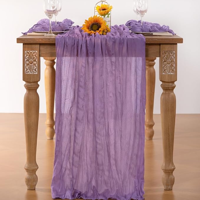 Lavender Purple Cheesecloth Table Runner Fall Table Runner Boho Gauze 120 Inches Cheese Cloth Fall Table Decorations for Thanksgiving Wedding Bridal Baby Shower Birthday Garden Party