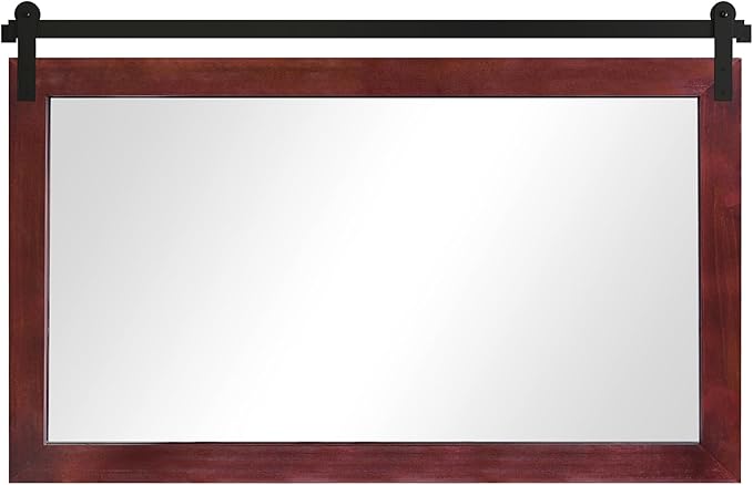 COGOOD Farmhouse Bathroom Mirror - 45 x 30 Rustic Wood Framed Wall Barn Door Mirror for Entryway, Living Room, Entryway Wall Decor (Espresso)