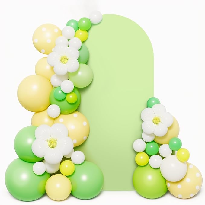 LEBENGURU Upgraded 7.2FT Wedding Arch Cover, Green Spandex Fitted Arch Backdrop Cover, Round Top Chiara Stand Covers for Birthday Party Baby Shower Banquet Balloon Décor