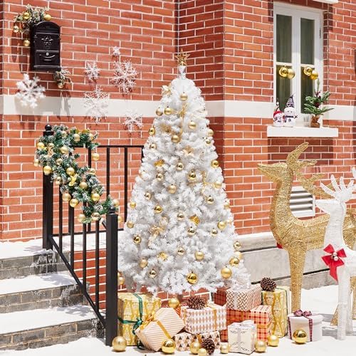 yaheetech 6ft white artificial christmas pine tree seasonal, package contents