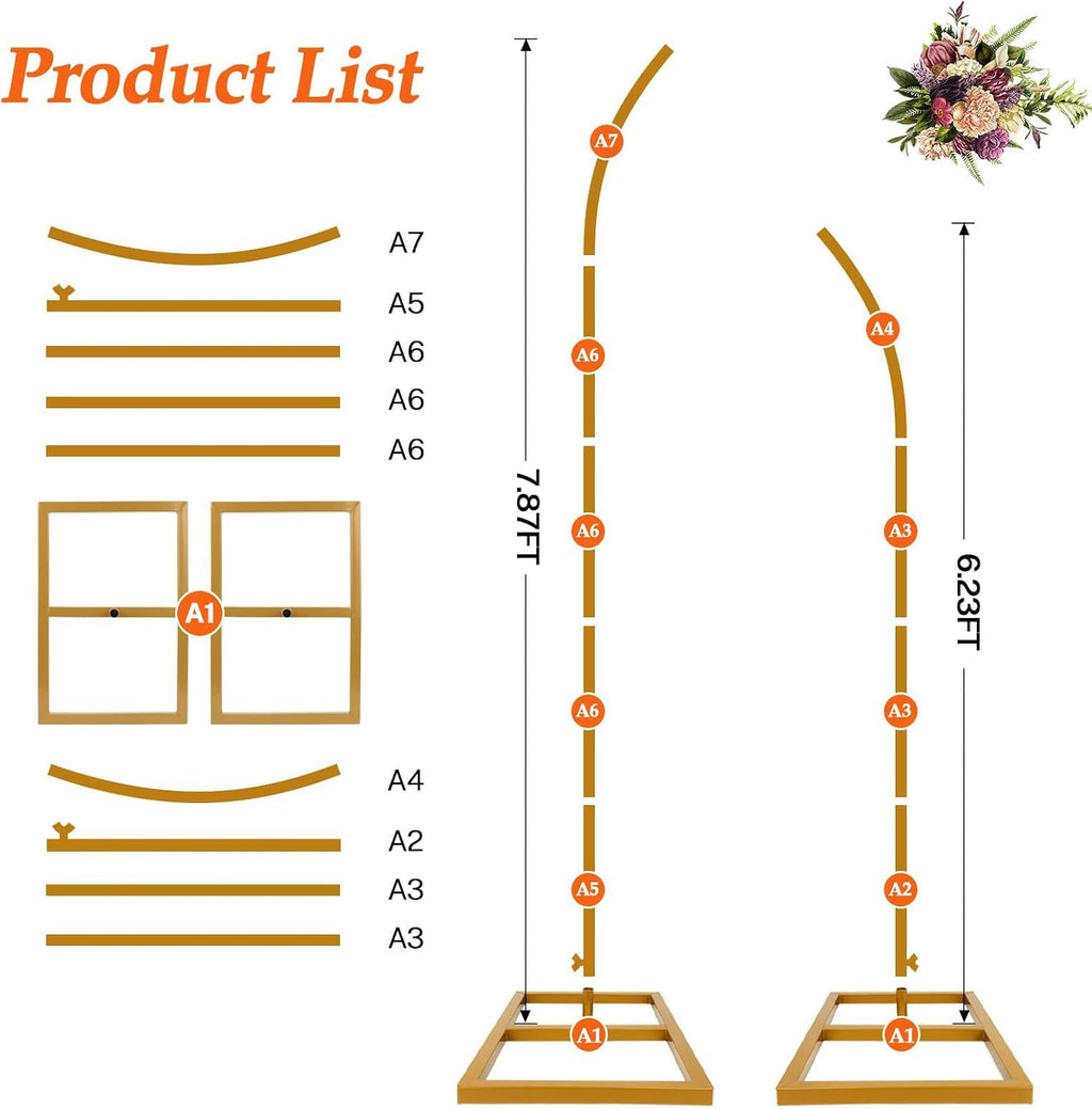 balloon arch stand kit, balloon arch stand set, side view