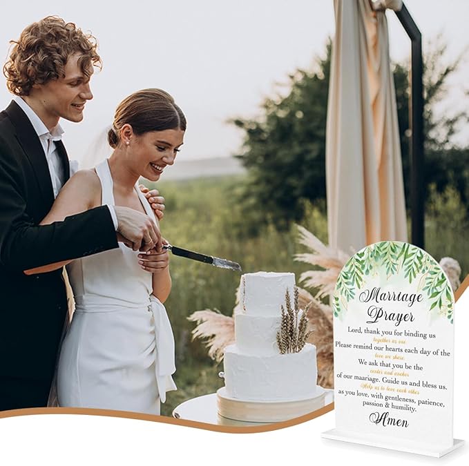 Marriage Prayer Sign, Wedding Engagement Bridal Shower Christian Religious Decor for Reception Ceremony Anniversary Party, Weddings White Acrylic Sign