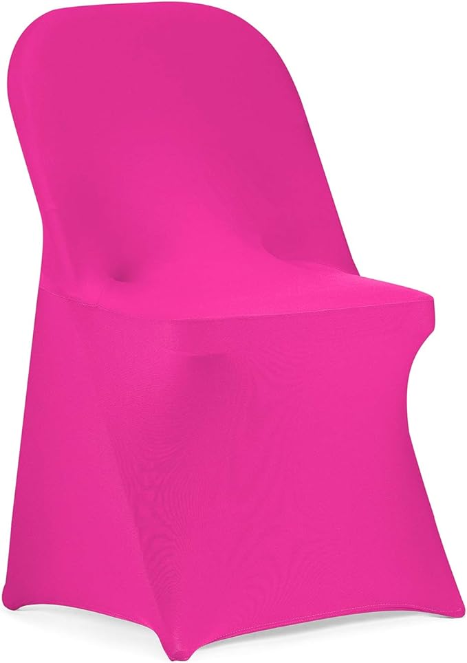 Peomeise Stretch Spandex Folding Chair Cover for Wedding Party Dining Banquet Event (Fuchsia,6pcs)