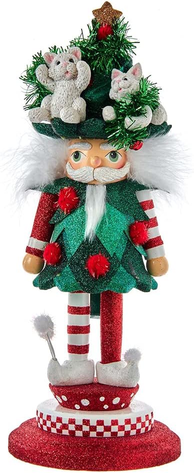 14-inch hollywood cats in tree hat nutcracker shown in use