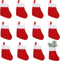 PENTA ANGEL Mini Christmas Stocking 12Pcs Red Snowflake Xmas Socks Knife Spoon Fork Pouch Bags for Thanksgiving New Year Party Silverware Holder Christmas Tree Fireplace Decoration (Classic, Red)