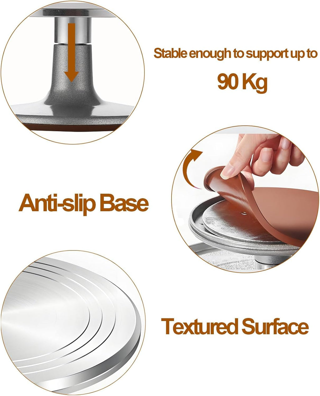 Yizish Cake Turntable Aluminum Alloy, 12 Inch Rotating Cake Stand Decorating Kits with Stainless Steel Icing Spatula (2pcs) and Icing Smoother (3pcs) for Baking, Pastries and Cupcakes